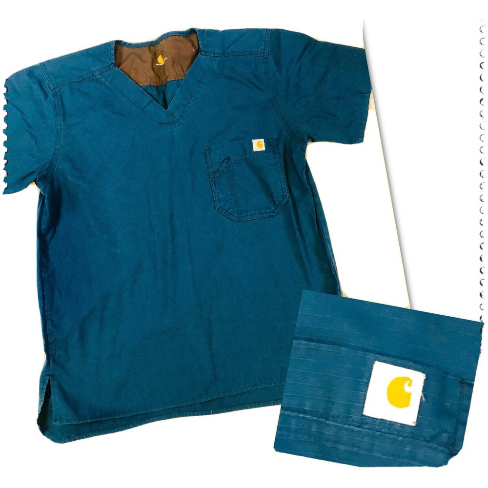 Carhartt -Women's - Small - Scrub Top - Teal Blue - V Neck -  Short Sleeved
